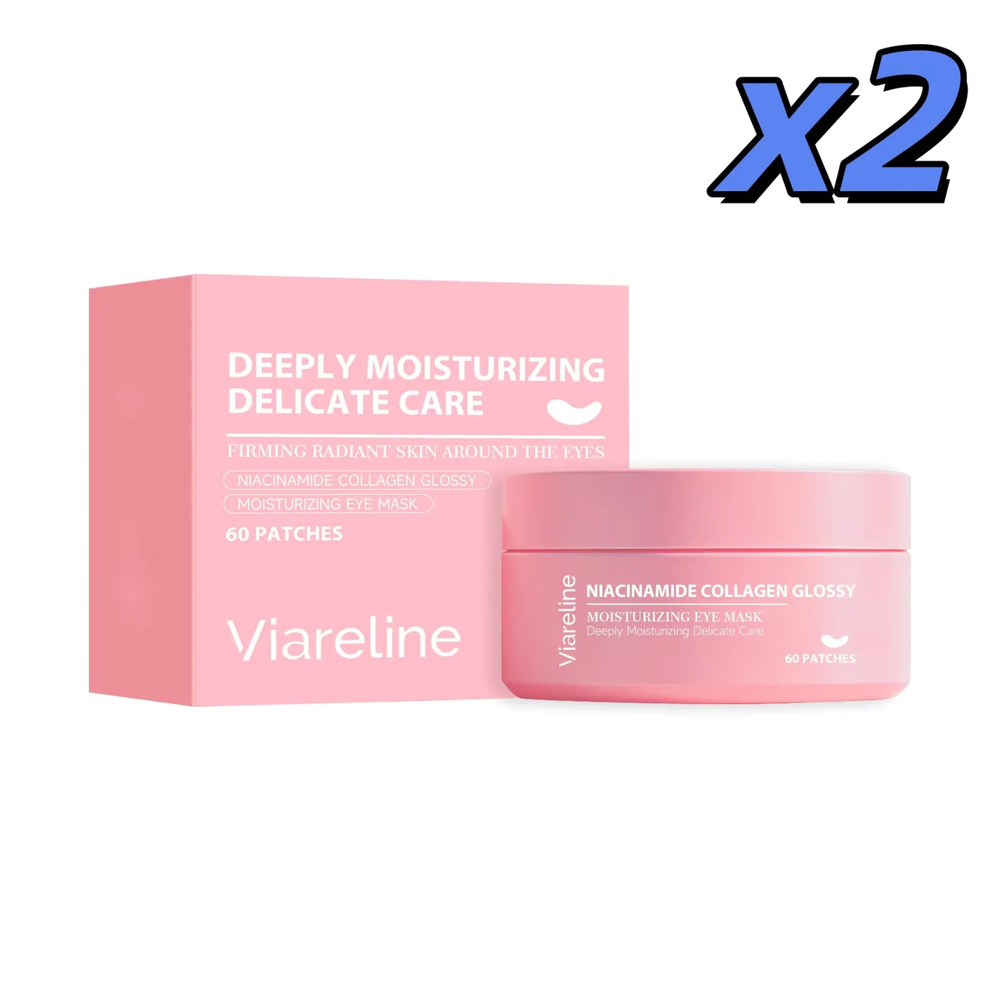Collagen Niacinamide Eye Patch Firming Reduce Wrinkles Fade Fine Lines Anti Dark Circles Remove Eye Bags Glow Hydrating Eye Mask Peaceful Pleasures Health and Wellness 2 x 60pcs boxed