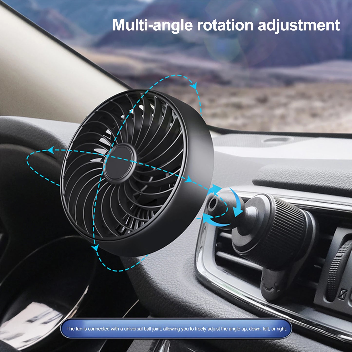 3 Speed USB Car Fan Mini Electric Air Vent Cooling Fan with 115cm Control Cable for Vehicle Auto Truck Interior Accessories Peaceful Pleasures Health and Wellness