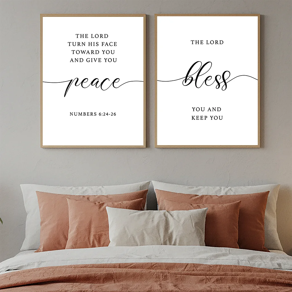 Christian Bible Verse Wall Art, Nordic Scripture Canvas Painting, Minimalist Poster Print for Office Bedroom Living Room Decor Peaceful Pleasures Health and Wellness