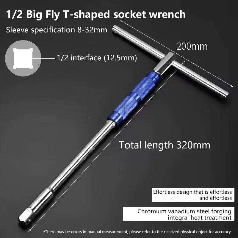Interchangeable Socket T-Handle Wrench Set | Chrome Vanadium Socket Wrench Set Peaceful Pleasures Health and Wellness