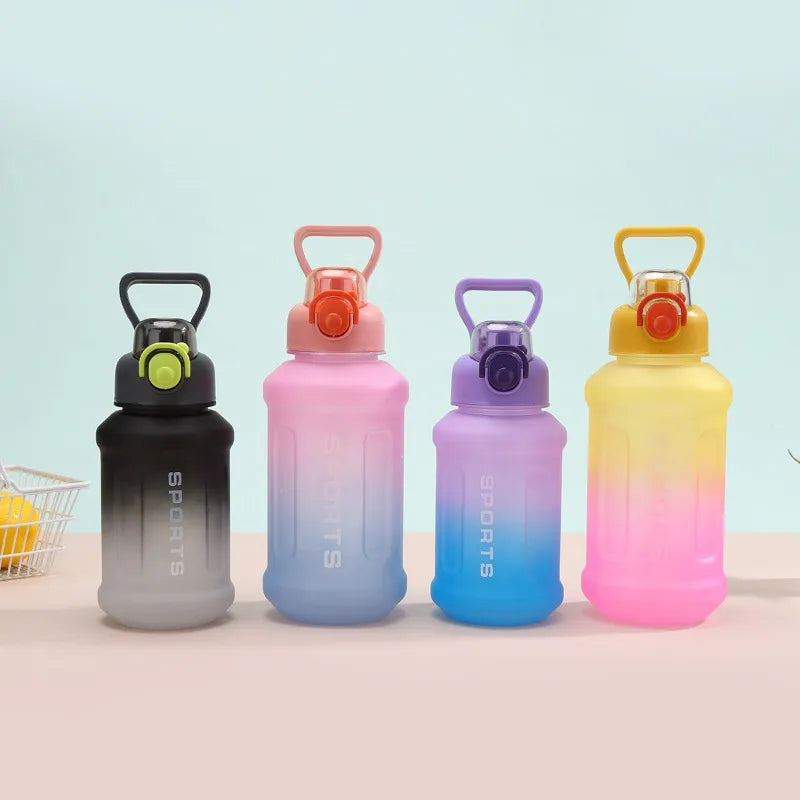 Portable 1300ml Large Capacity Gradient Color Water Bottle Frosted Cup Plastic Straw Cup Sports Drinking Water Tool Peaceful Pleasures Health and Wellness