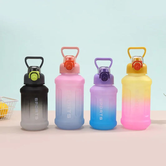 Portable 1300ml Large Capacity Gradient Color Water Bottle Frosted Cup Plastic Straw Cup Sports Drinking Water Tool Peaceful Pleasures Health and Wellness