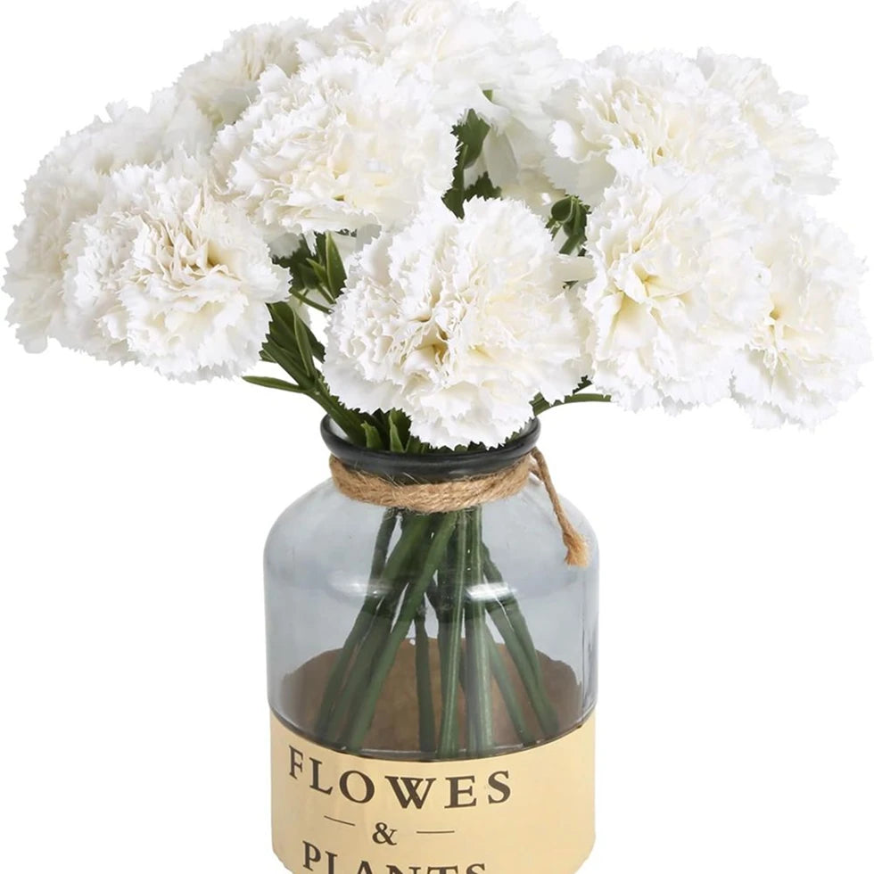 Silk Carnation Artificial Flowers 5/10pcs | Wedding & Home Decor