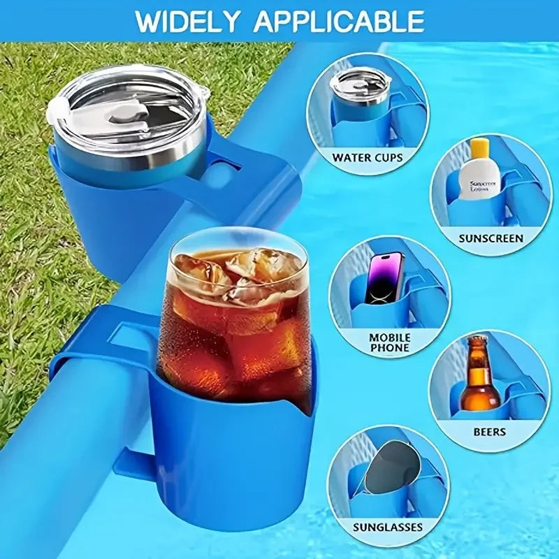 Heavy Duty Poolside Cup Holder – No-Drill Hanging Organizer