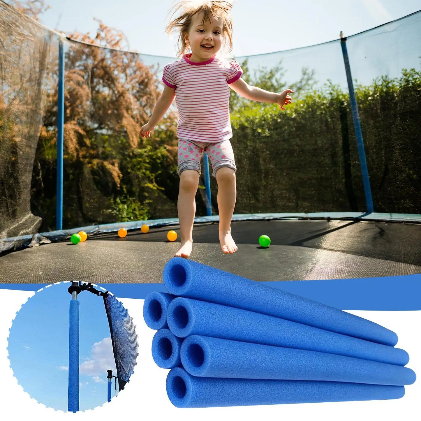 6-Piece Trampoline Pole Covers | Child-Safe Foam Padding Set