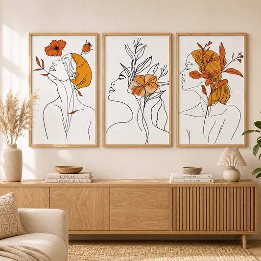 Abstract Woman Flower Canvas Wall Art – Modern Poster Print Canvas Wall Art Print Peaceful Pleasures Health and Wellness