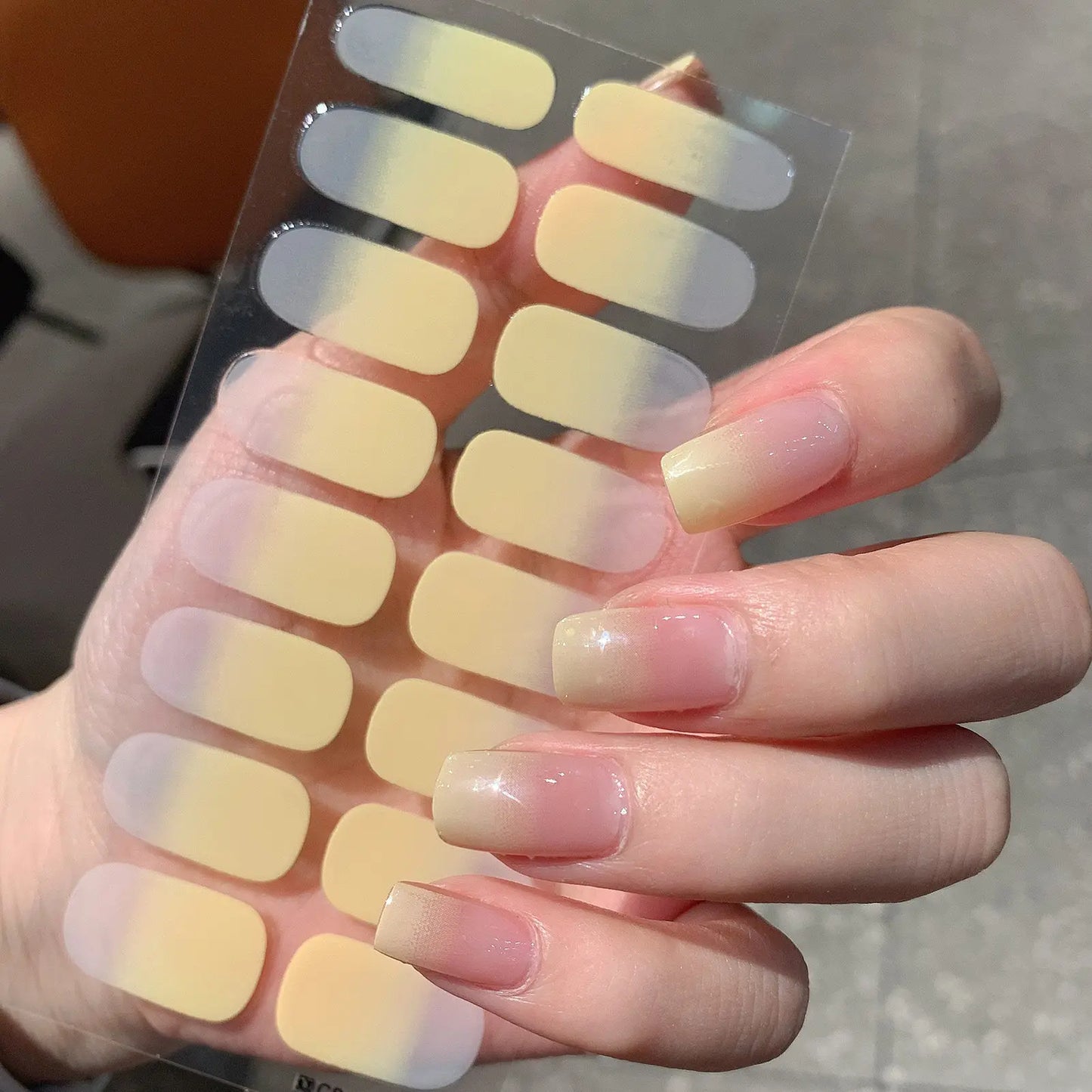 1 Sheet Semi Cured Wrap Gradient Nail Sticker Multi Color Solid Gel Full Cover Slider No Need UV Lamp Cured Fast Gel Nail Decal Peaceful Pleasures Health and Wellness Cs69