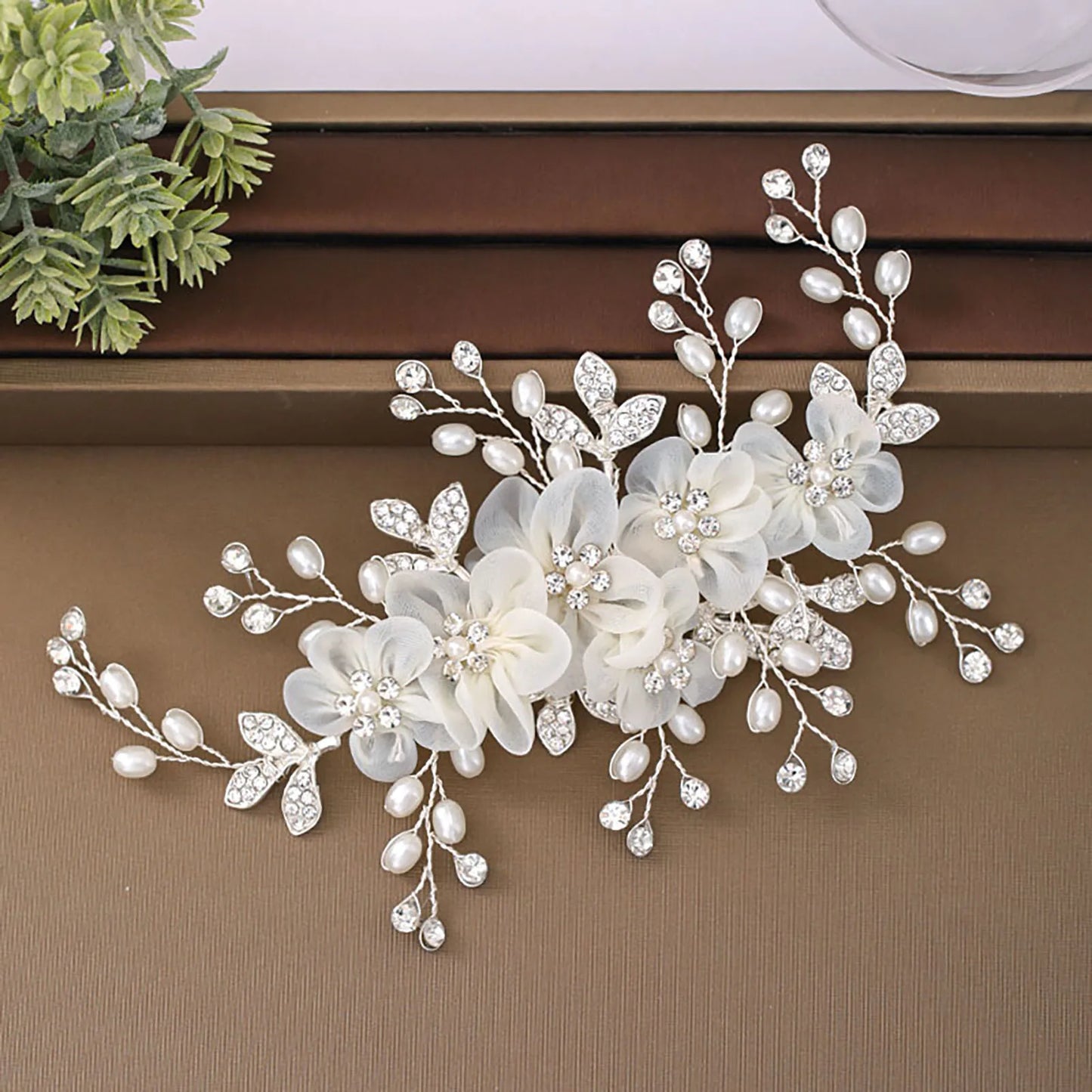 Flower Hairpin Hair Clip Decorative White Bloomy Flower Rhinstones Headpiece for Women Girls Hair Accessories Peaceful Pleasures Health and Wellness