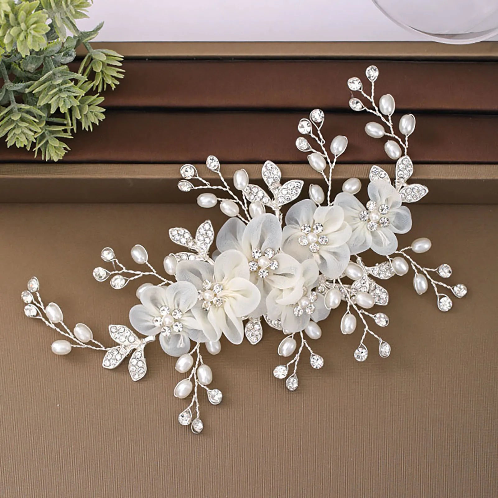 Flower Hairpin Hair Clip Decorative White Bloomy Flower Rhinstones Headpiece for Women Girls Hair Accessories Peaceful Pleasures Health and Wellness