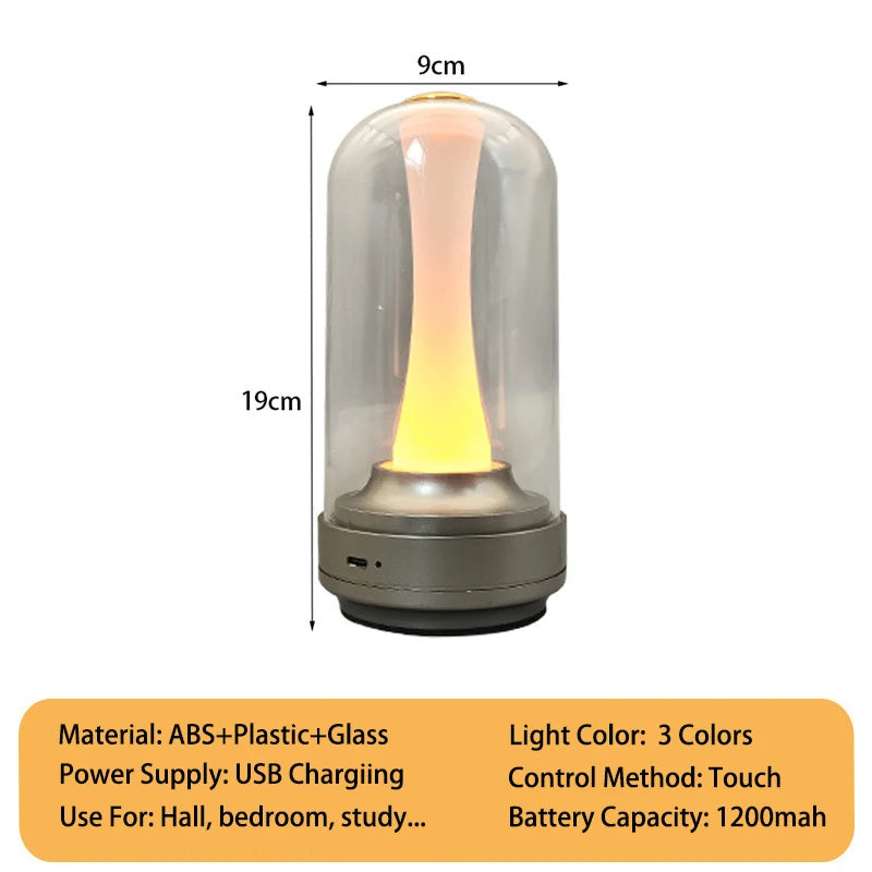 Dimmable Candle Room Lamp Rechargeable Touch Waterproof Reading Mood Light For Home Bedside Bar Desk Outdoor Mushroom Lamp Peaceful Pleasures Health and Wellness Silver changeable