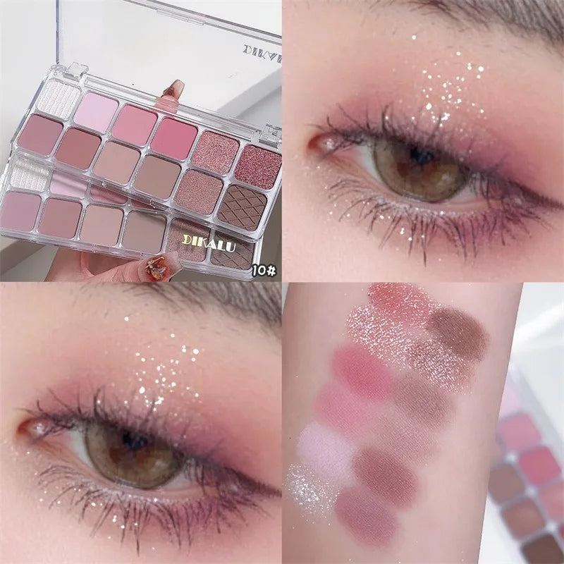 12-Color Glitter Shimmer Eyeshadow Palette | Peach & Pearl