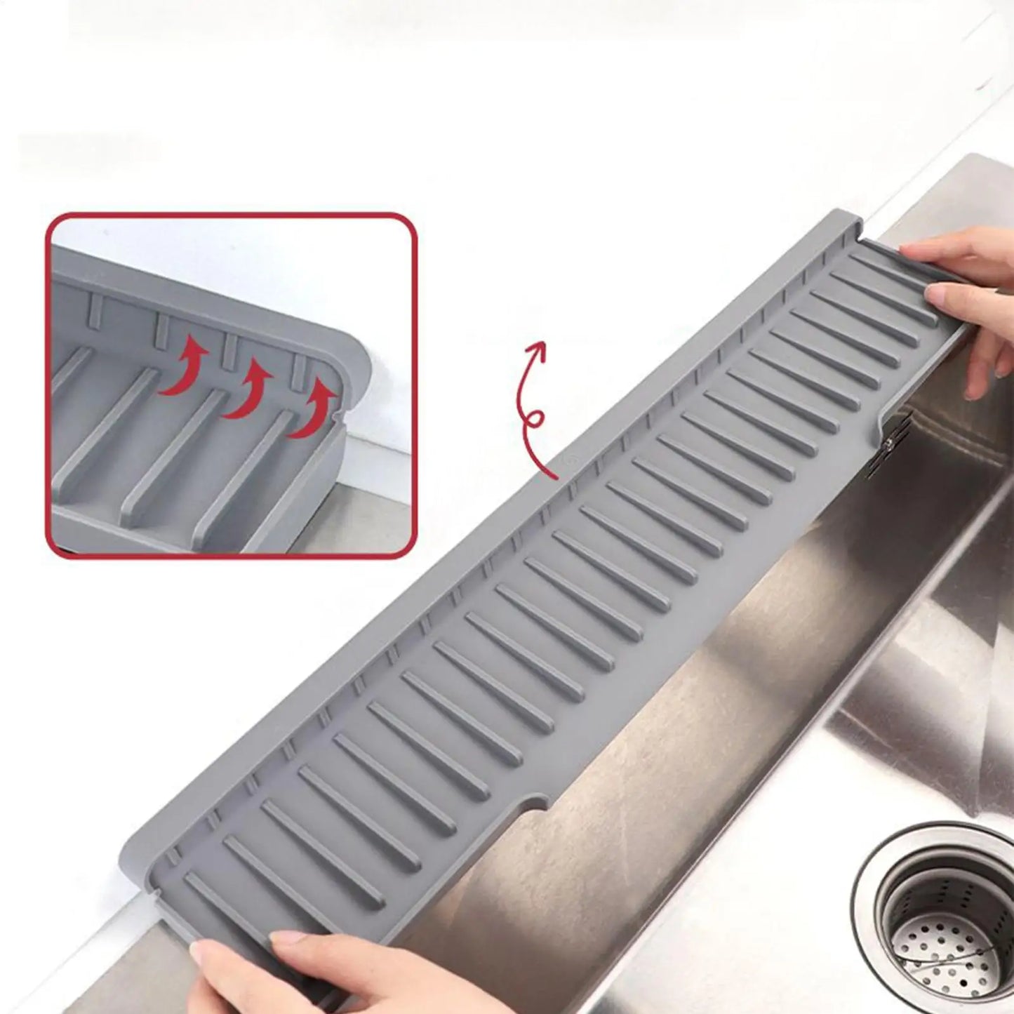 Long Silicone Sink Faucet Mat – Splash Guard & Countertop Protector