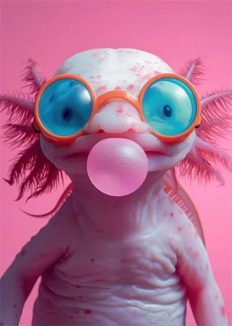 Cute Animals Pink Bubblegum Canvas Wall Art Print | Kids Decor