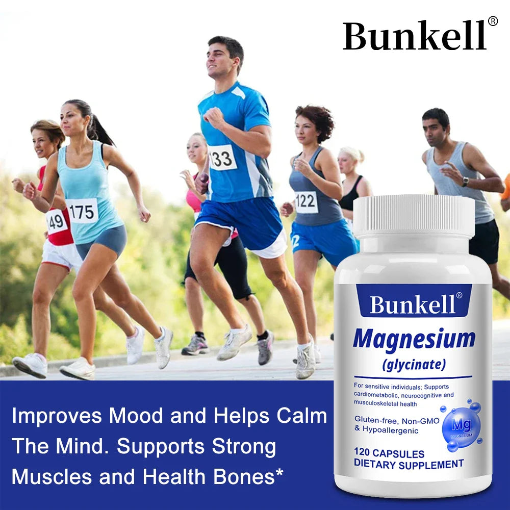 Bunkell Magnesium Glycinate 120 Veggie Caps | High Absorption