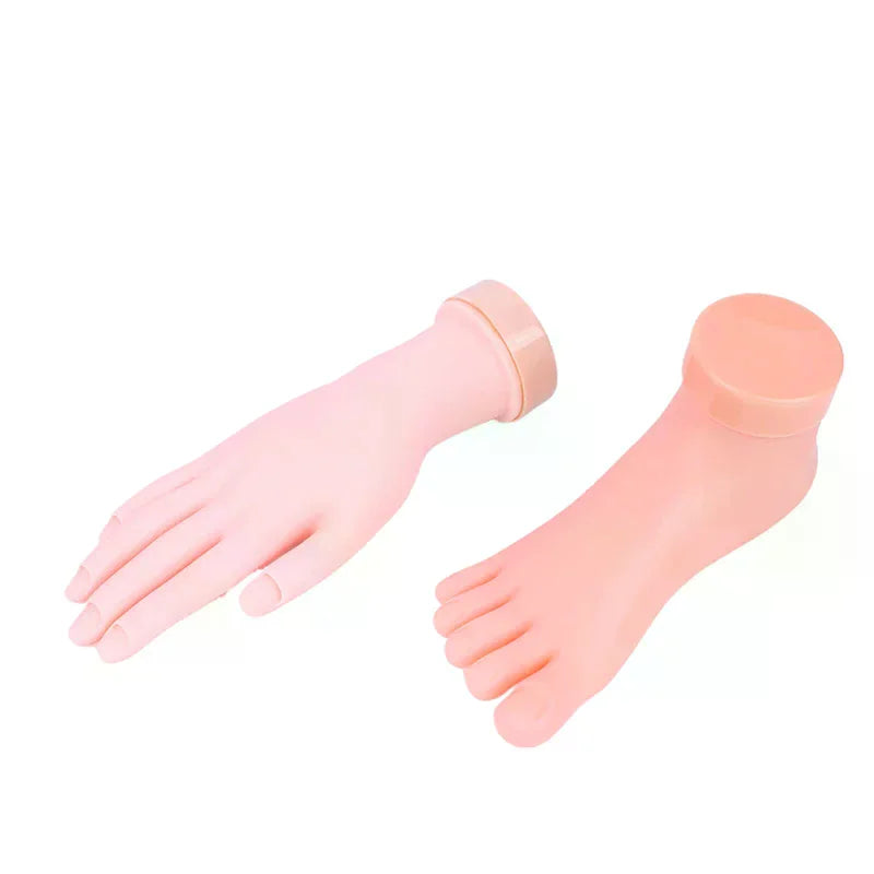 Nail Art Training Practice Hand Silicone Fake Hand Foot for Nail Art Training Display Manicure Tool Peaceful Pleasures Health and Wellness