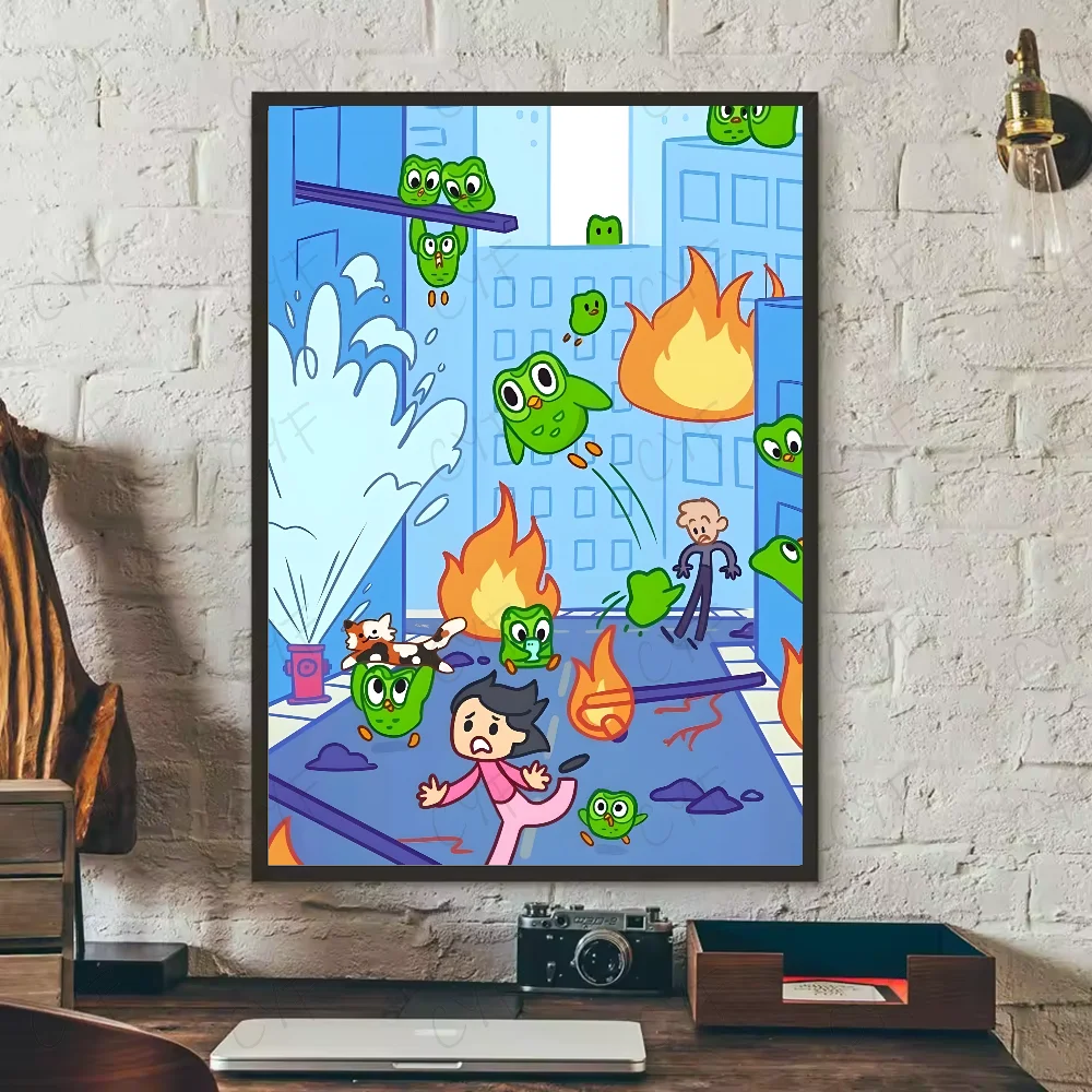 Duolingo Owl Duo 2 Poster HD art sticky wall waterproof home living room bedroom bar aesthetic decoration Peaceful Pleasures Health and Wellness z8 40X50cmNoframe