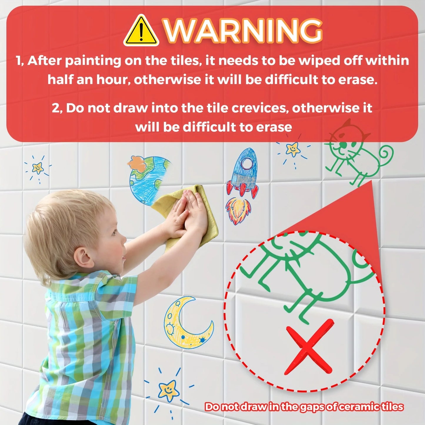 Washable Bath Crayons for Kids – 6-Color Bathtub Art Set