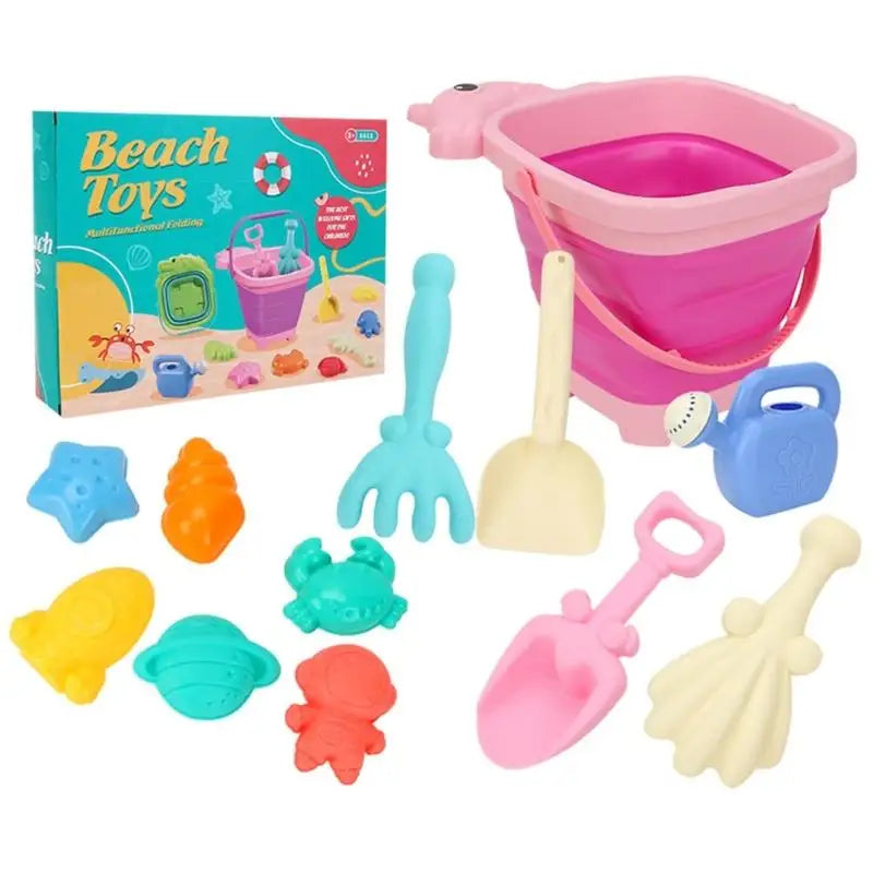Kids Collapsible Sand Bucket Set with Shovel & Moulds
