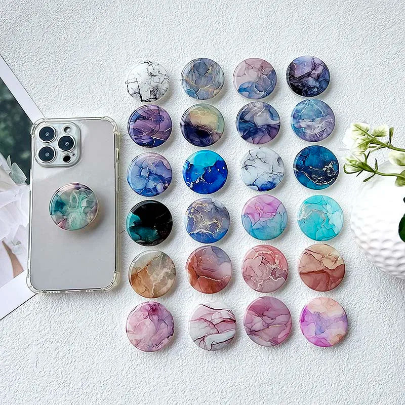 Socket Grip Tok Acrylic Glue Material High Quality Transparent Folding Stand Marble Pattern Phone Holder Foldable phone grip Peaceful Pleasures Health and Wellness