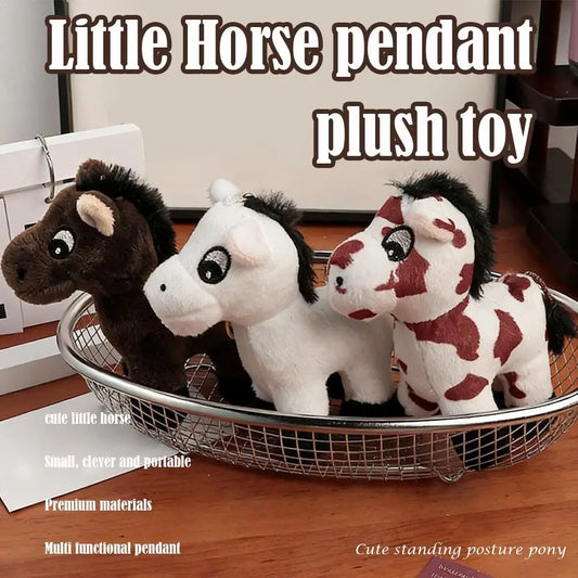 Plush Pony Keychain Toy Mascot Year Horse Pendant Cute Soft Small Peaceful Pleasures Health and Wellness