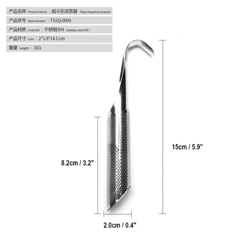 304 stainless steel tea drain hanging pipe tea making handy gadget hanging cup tea filter stainless steel Peaceful Pleasures Health and Wellness Silver
