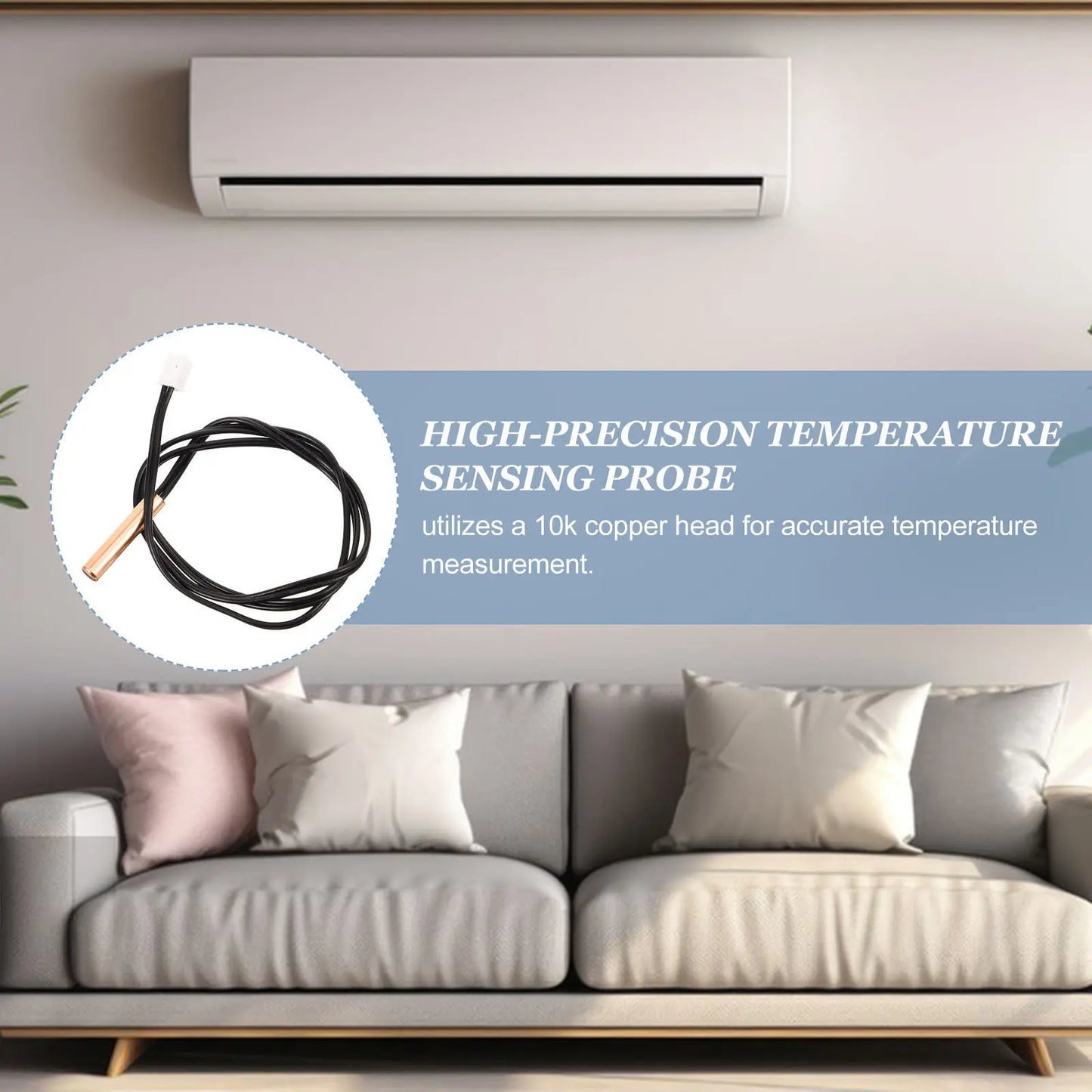 2pcs Air Conditioner Temperature Sensor 10K Copper Head Thermistor Probe 39Cm Replacement For Ac Thermostat Repairing Supply Peaceful Pleasures Health and Wellness Default Title