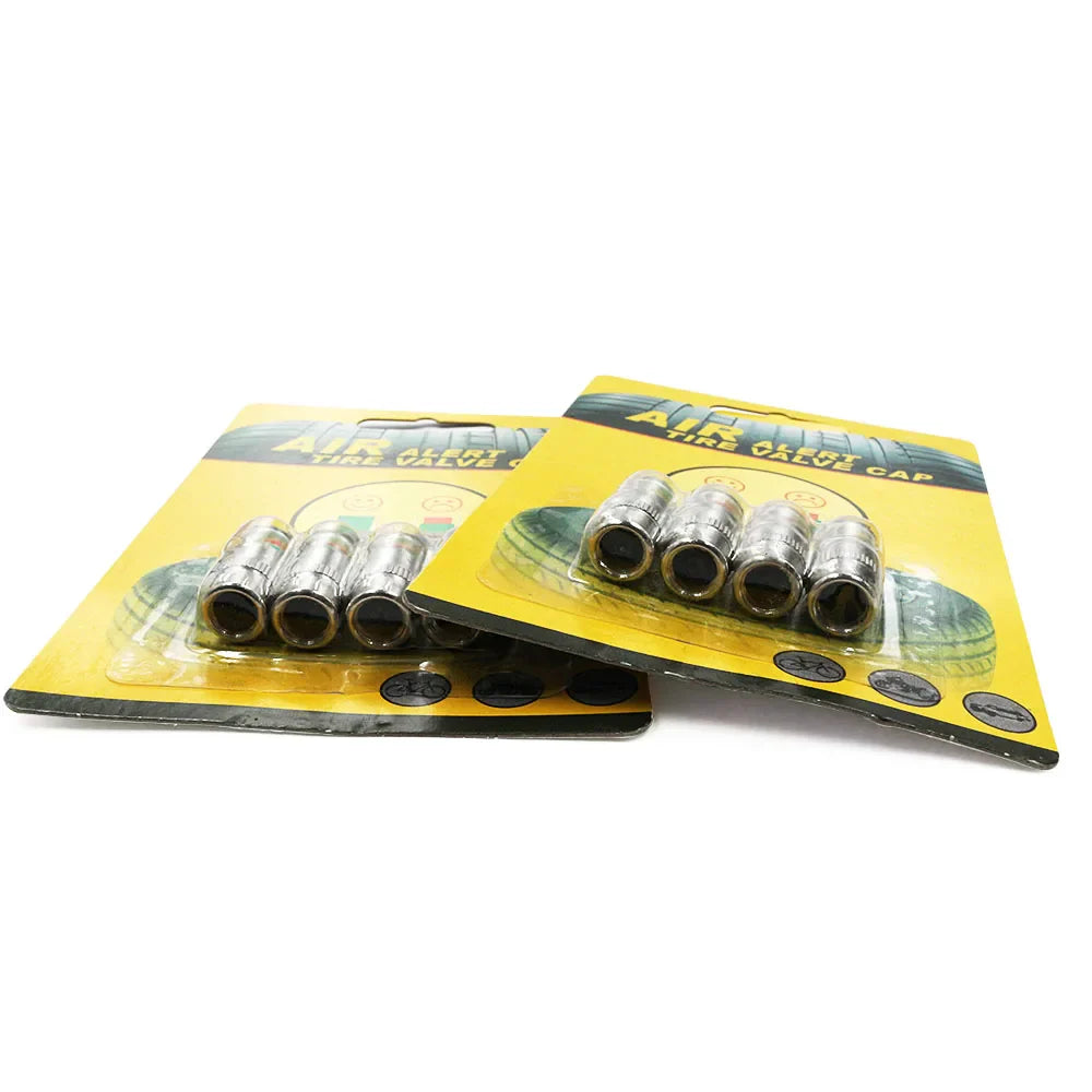 Tire Pressure Valve Stem Caps – 3-Color Alert, 4 or 8 Pack