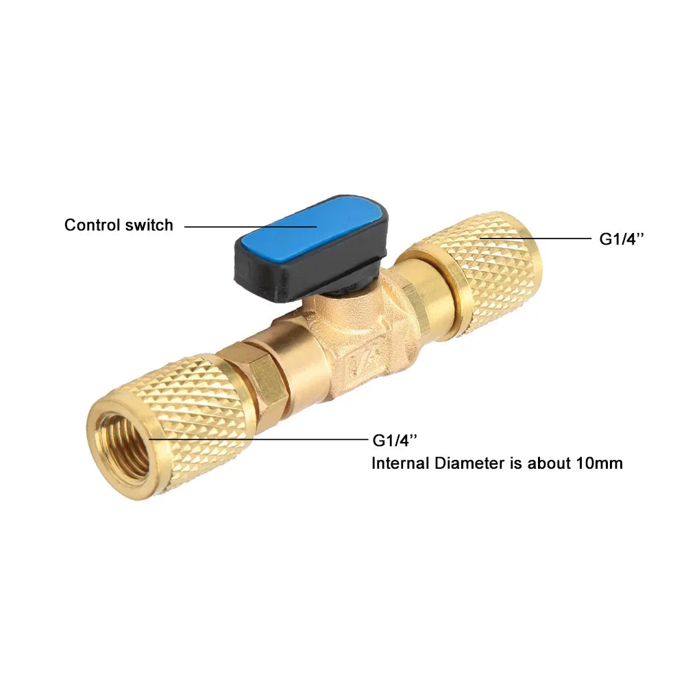 Brass Refrigeration Ball Valve Adapter Refrigerant Connector G1 4''