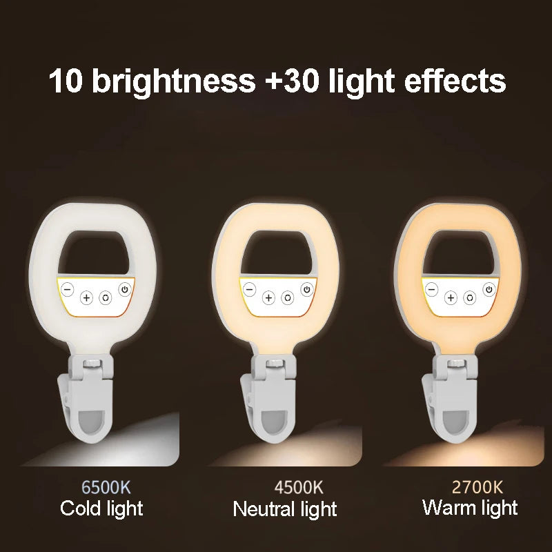 Rechargeable Led Light Mobile Selfie Ring Lights Video Shooting Light For Cell Phone Light Clip Led Light Photography Fill Light Peaceful Pleasures Health and Wellness