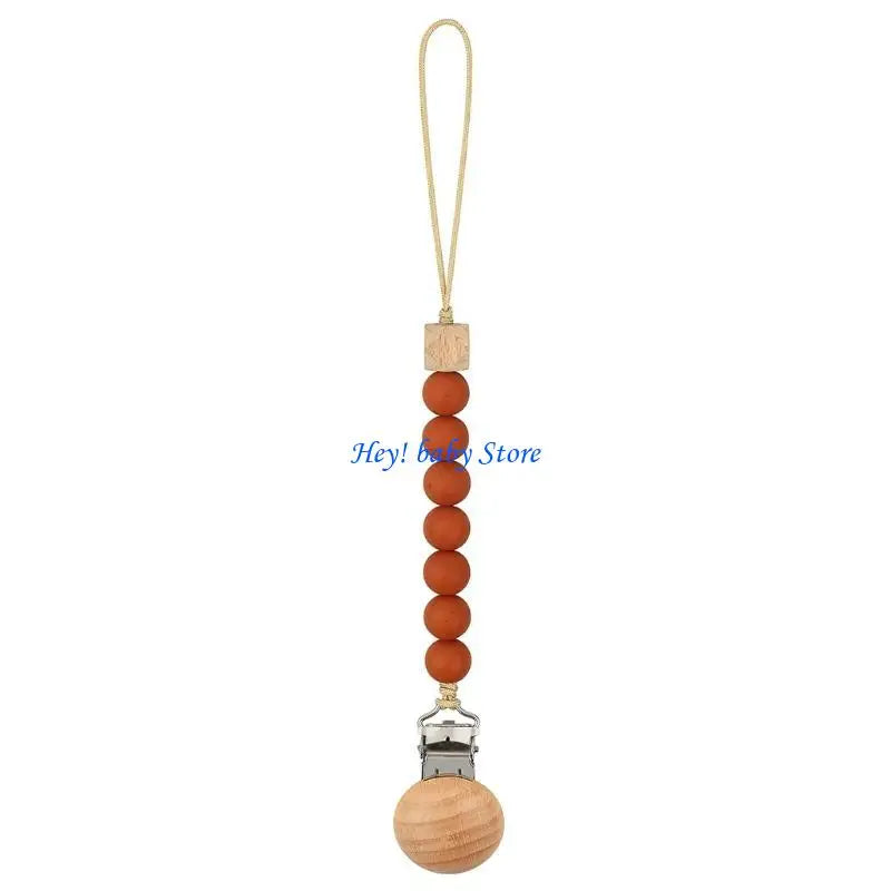 Baby Pacifier Clip Chain | Silicone Beads & Wooden Teether
