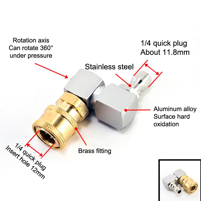 New 1Pcs Hose Fitting Coupler Adaptor With DN8 G1/4 Thread Universal 360º Rotatable Pneumatic Connector Air Tool DIY Accessories Peaceful Pleasures Health and Wellness Silver A