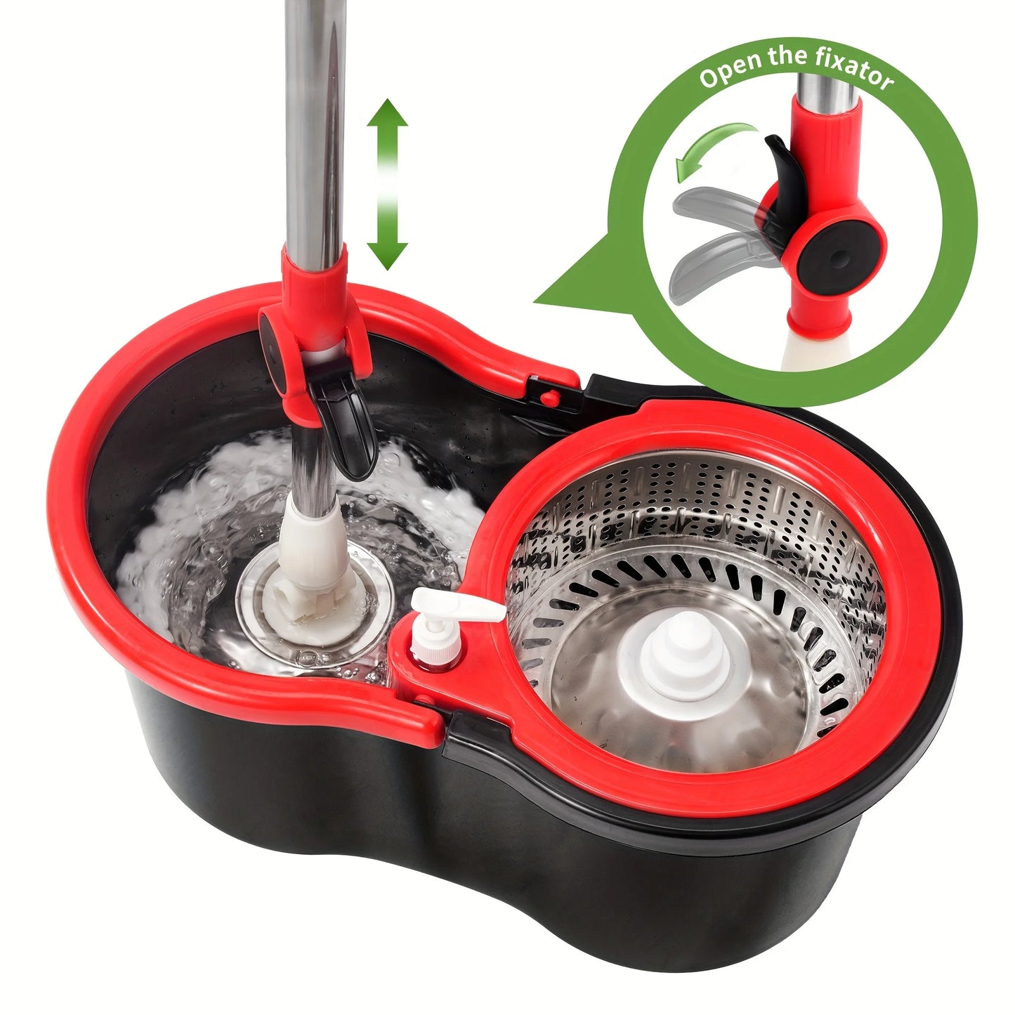 Hot Sale 360 Spin Mop and Bucket Set, Easy Wring Self Cleaning Floor Mop with 3 Replaceable Microfiber Heads & Adjustable Handle Peaceful Pleasures Health and Wellness