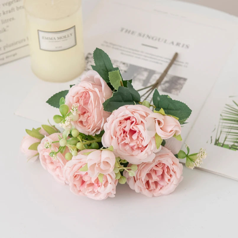 Silk Peony Bouquets 2/4PCS – Artificial Flowers Wedding & Home