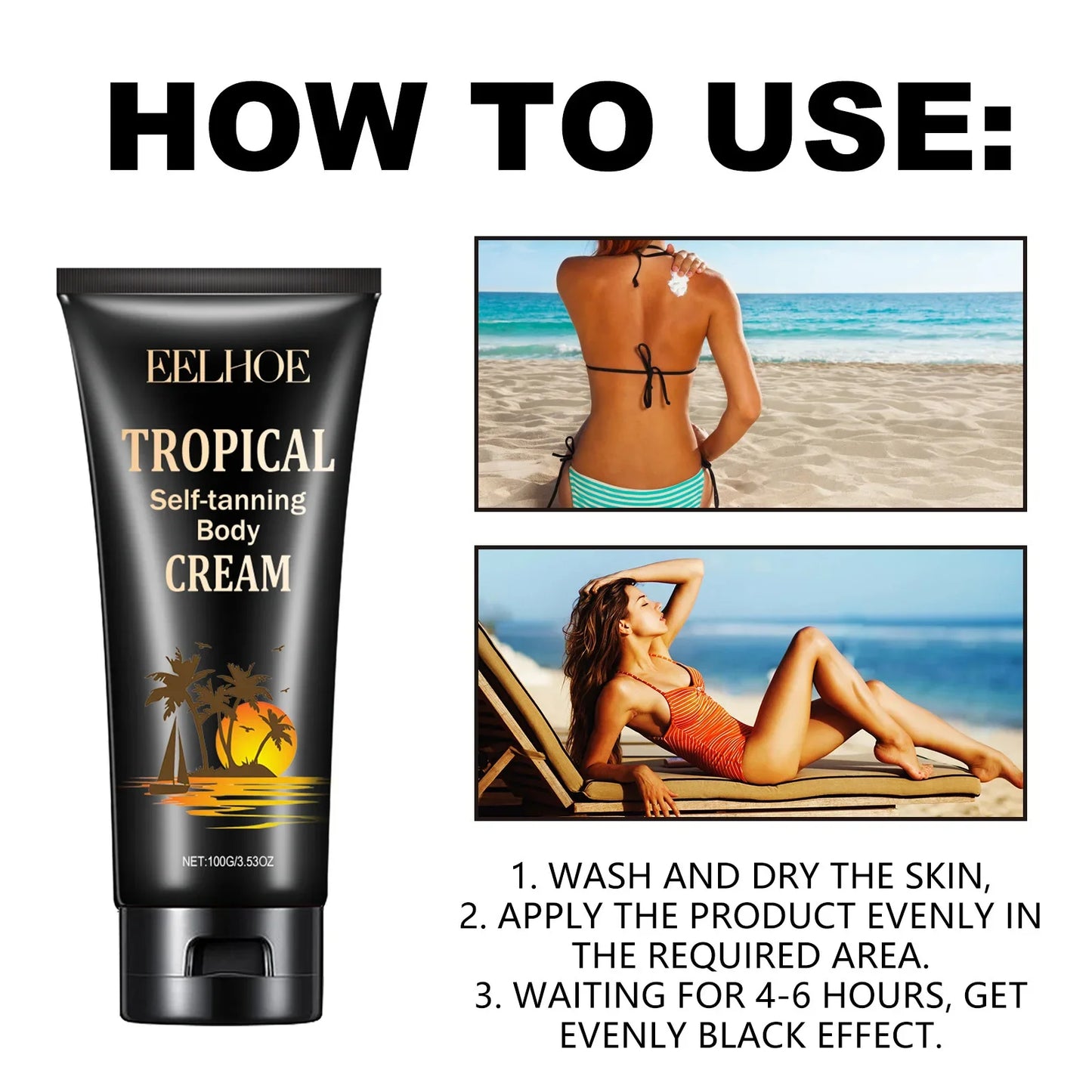 EELHOE Self-Tanning Cream – Natural Bronzer, All Skin Types