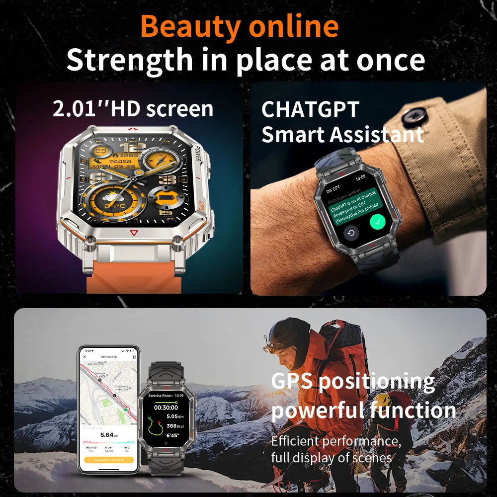 KR92 GPS Smart Watch – HD Screen, 100+ Sports Modes, BT Call