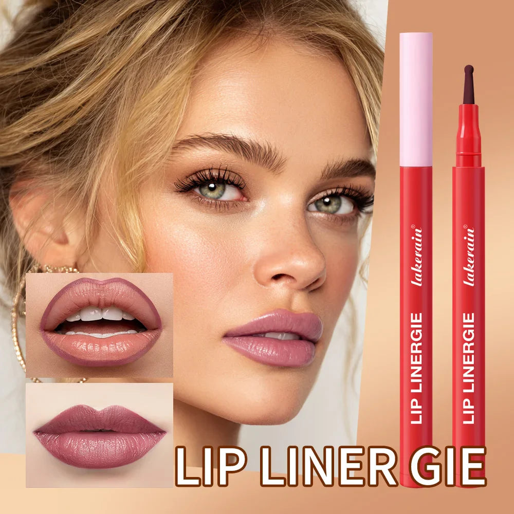 Lakerain Waterproof Lip Liner Pen – Ballpoint Felt Tip, 8 Shades