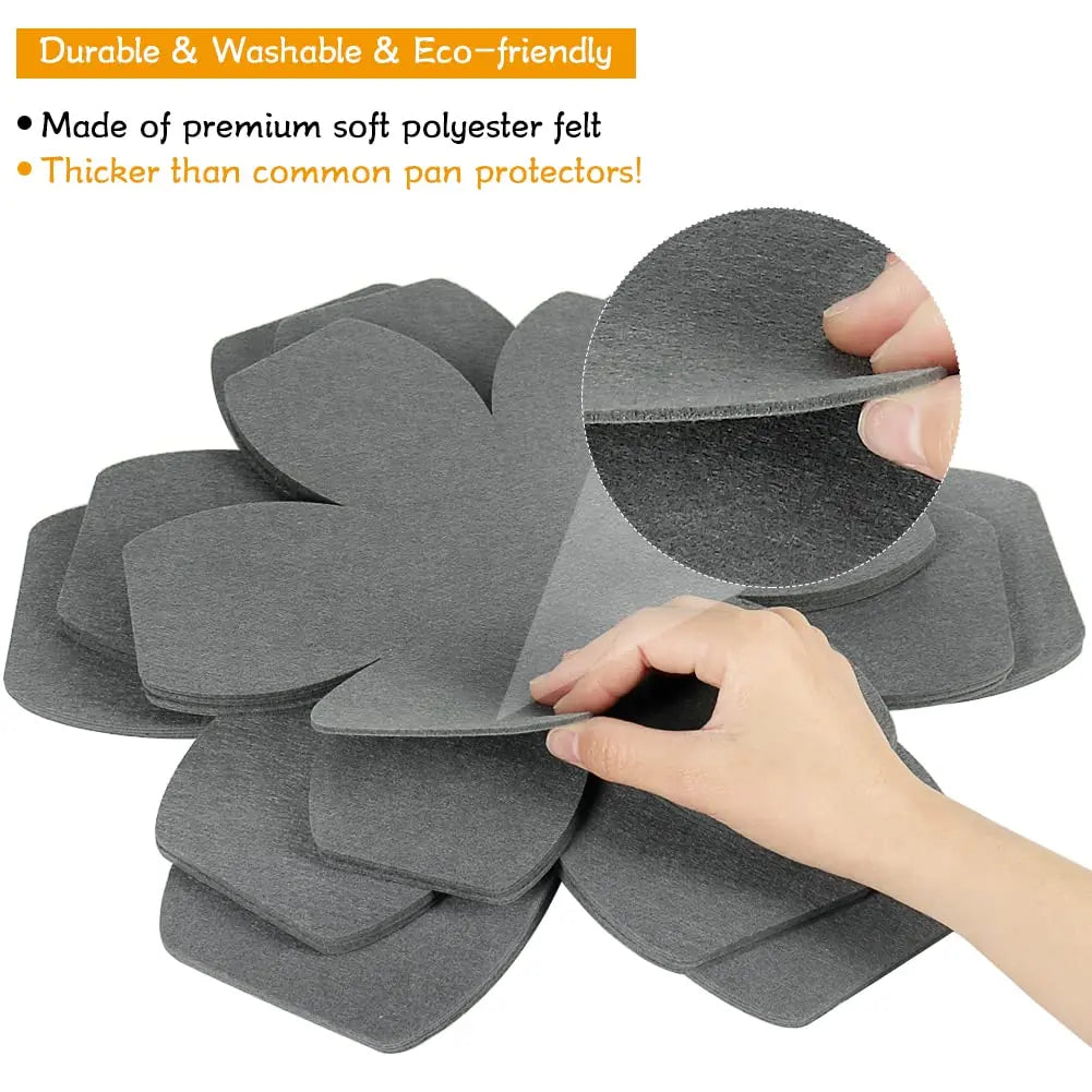 Pot and Pan Protectors 12pcs Dividers Pads Stacking Pan Protectors Pan Separators Pads for Protecting Separating Pots and Pans Peaceful Pleasures Health and Wellness