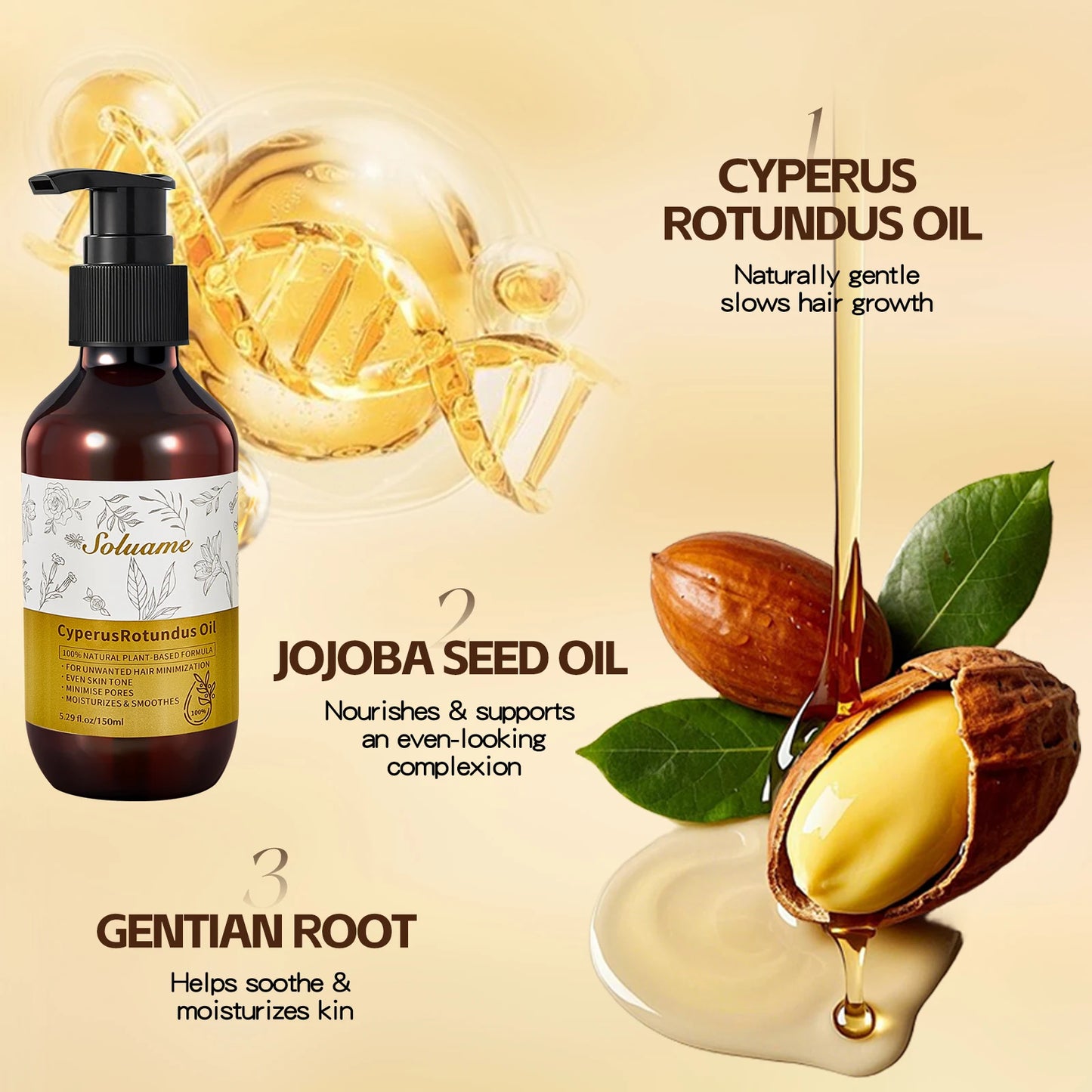 Cyperus Rotundus Oil for Hair Growth Reduction and Skin Care