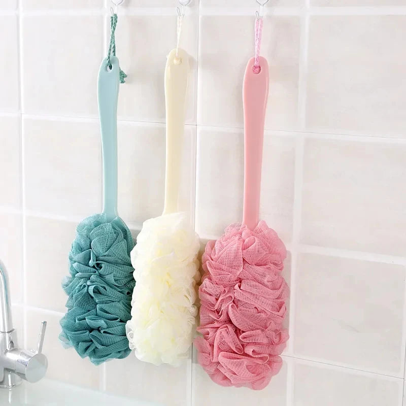 Long Handle Back Brush Body Scrubbers Shower Hanging Body Brush Sponges Soft Mesh Bath Shower Brushes Bath Accessories for Adult Peaceful Pleasures Health and Wellness