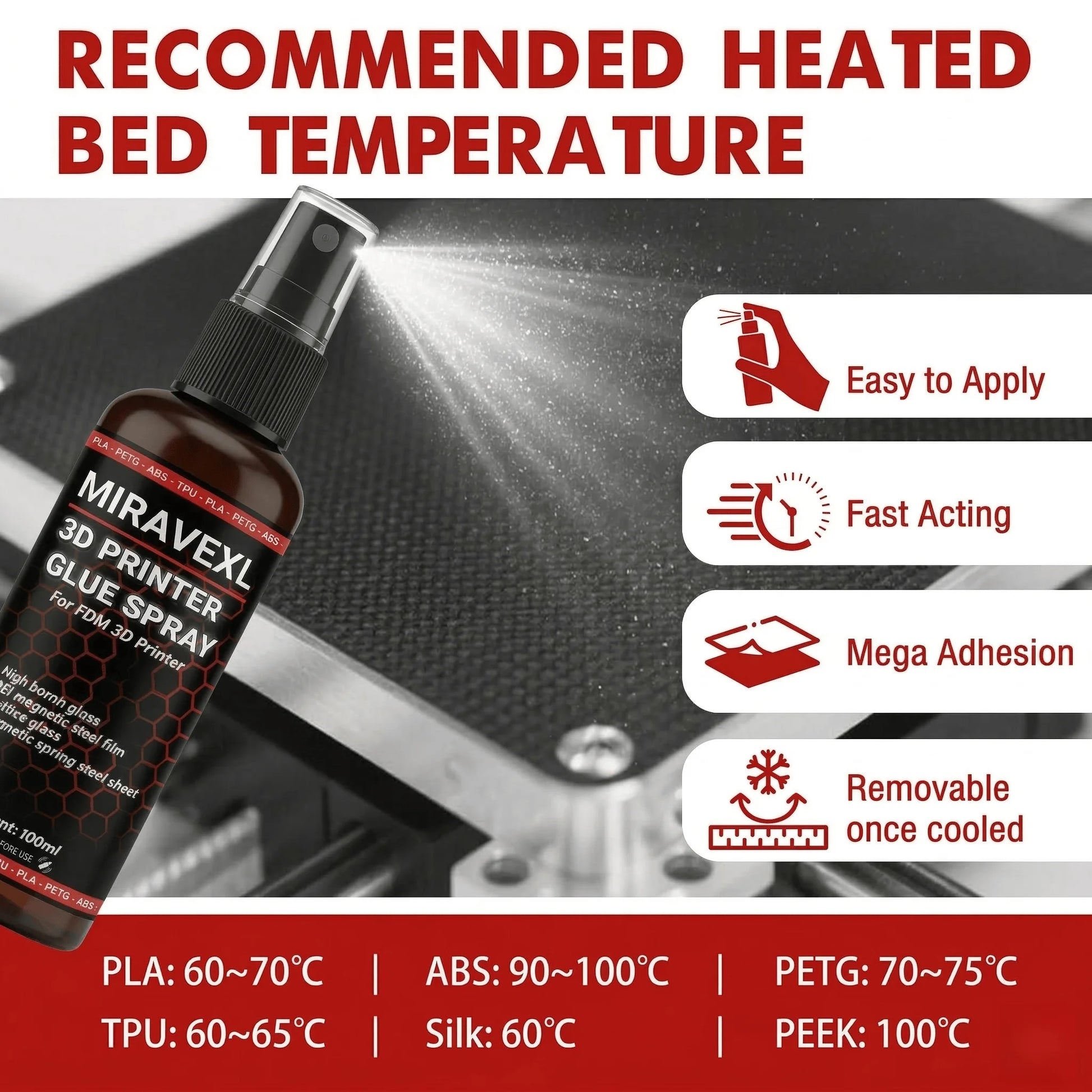 3D Printer Bed Adhesive Spray Strong Glue Anti-Warping Reduces Lift PLA ABS PETG TPU Filament Build Plate Printing Accessories Peaceful Pleasures Health and Wellness