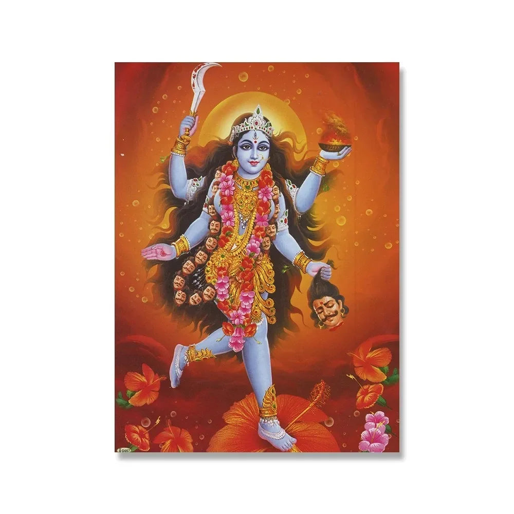 Shiva Parvati Poster Hinduism Religious Art Ganesha Canvas Painting Vishnu Printed Wall Picture Living Room Home Decoration Peaceful Pleasures Health and Wellness N 50x70cm