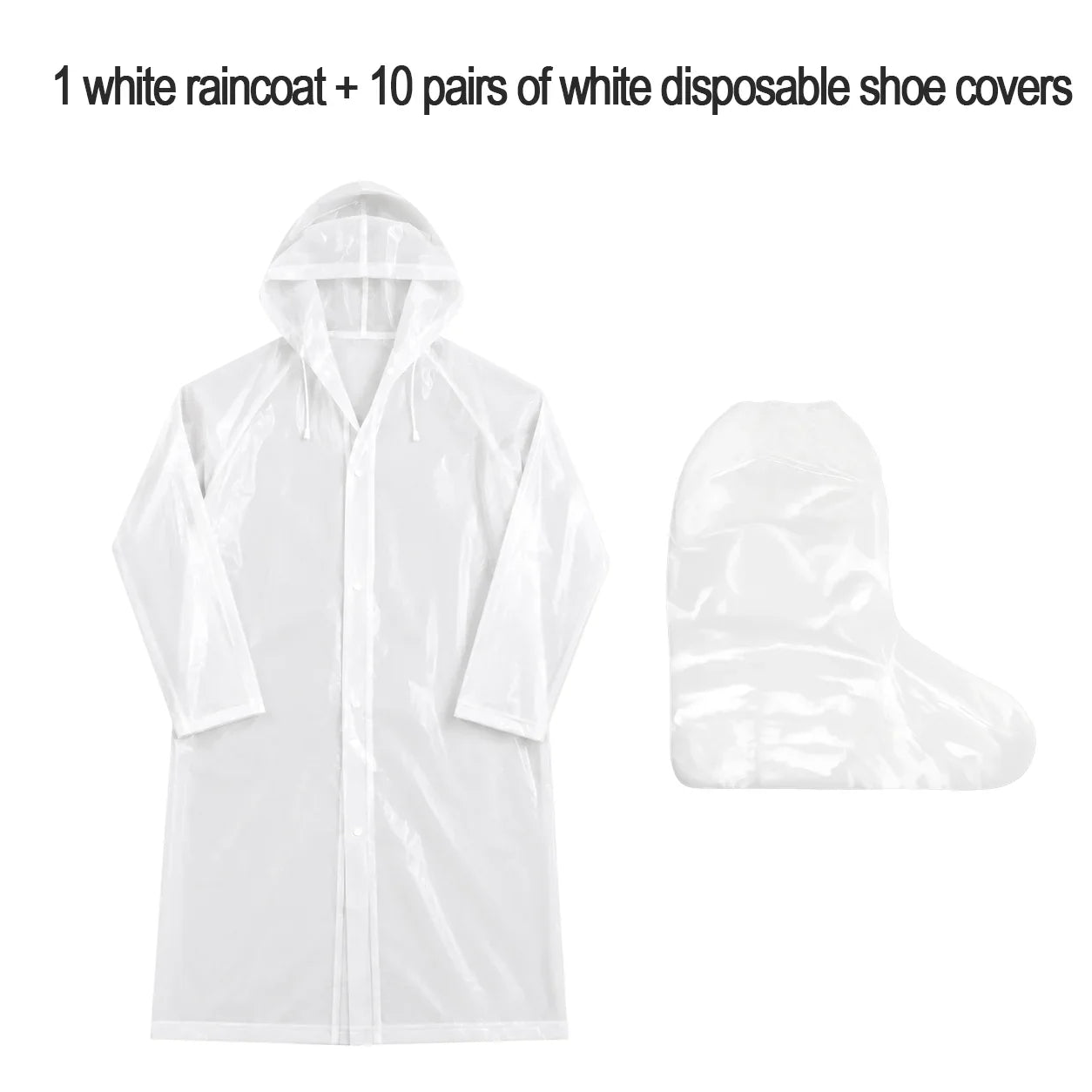 Waterproof Adult Poncho & 10 Disposable Shoe Covers Rain Set
