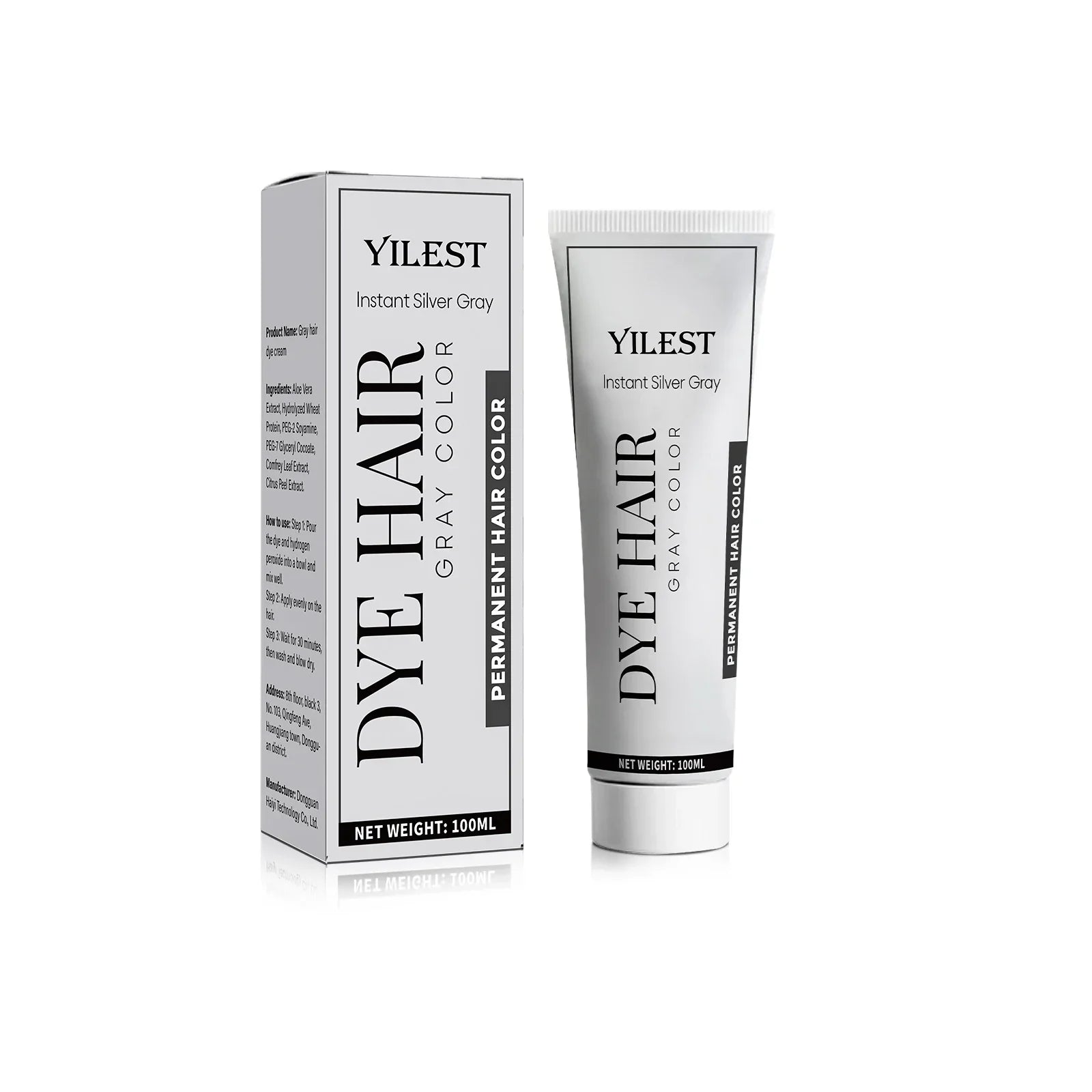 Smoky Silver Grey Hair Dye Cream 100ml - Quick Coloring, Long-Lasting & No Damage DIY Styling for Professional Look. Peaceful Pleasures Health and Wellness