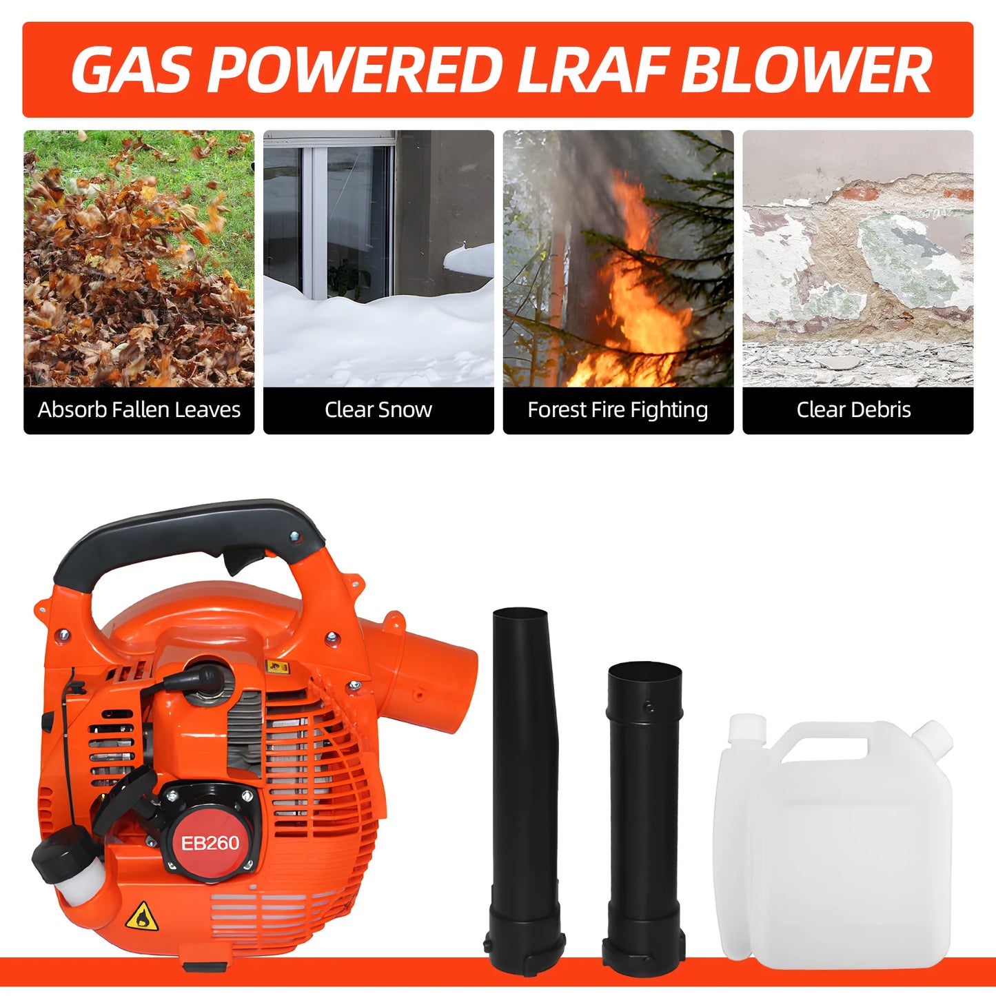Gas Powered Leaf Blower 2-Stroke 750W | Snow & Lawn Blower