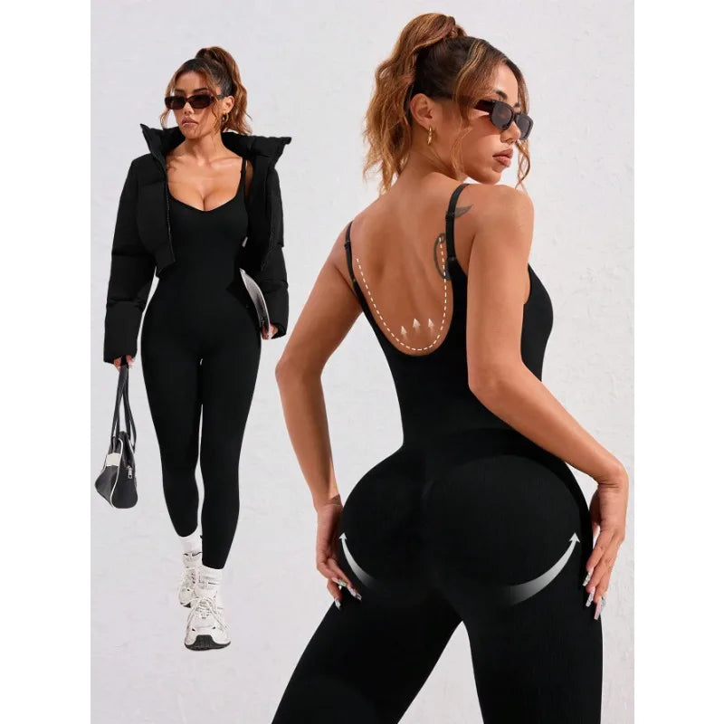 Women's Seamless Yoga Jumpsuit | Tummy Control & Butt Lifting Yoga Jumpsuit Peaceful Pleasures Health and Wellness