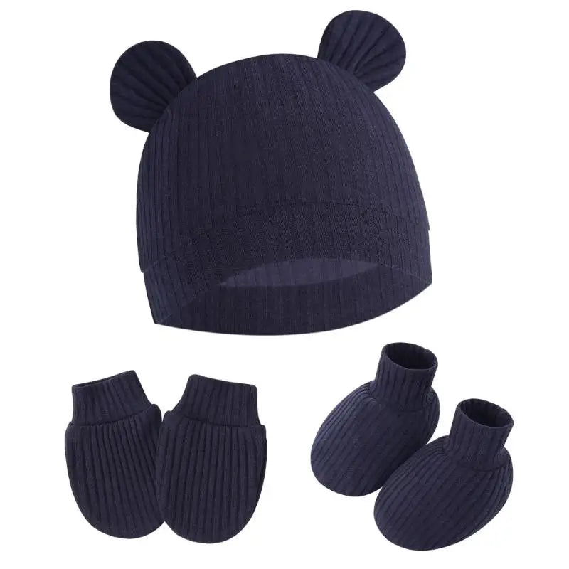 Newborn Baby Hat Mittens & Socks Set | Soft Cotton, 0–12M