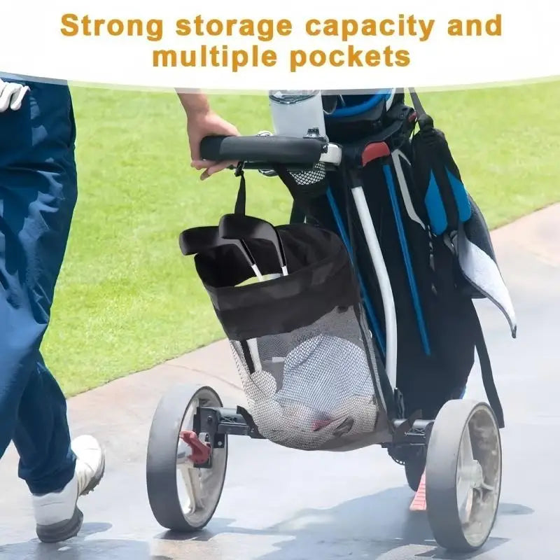 Drawstring Golf Cart Storage Net Bag Trolley Attachable Pouches Golf Bags Outdoor Sports Gear Organizer Golf Sundries Containers Peaceful Pleasures Health and Wellness