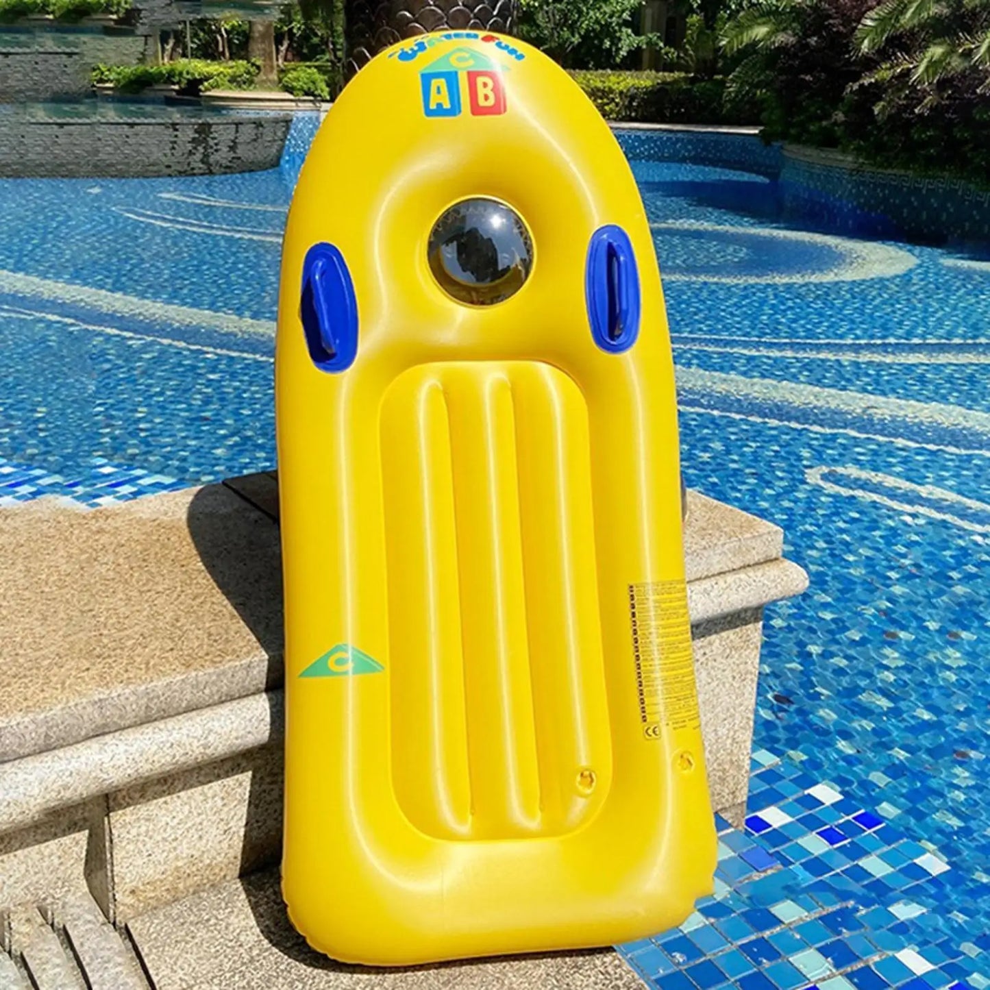 Inflatable Body Board with Handles PVC Blow Up Pool Float Swim Toy for Kids Beach Pool Garden Lake Summer Travel Peaceful Pleasures Health and Wellness