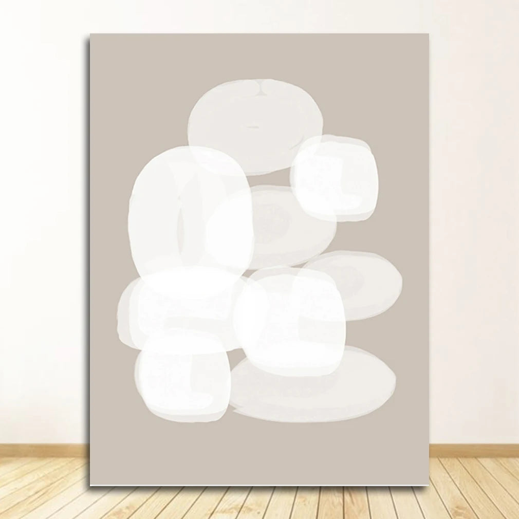 Modern Abstract Line Art Canvas Poster | Beige Black Minimalist