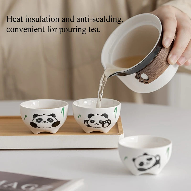 Panda Ceramic Camping Travel Tea Set | New Chinese Style